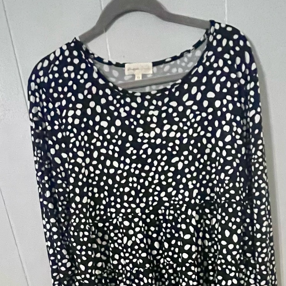 Perfect Peach Stylish Black and White Polka Dot blouse